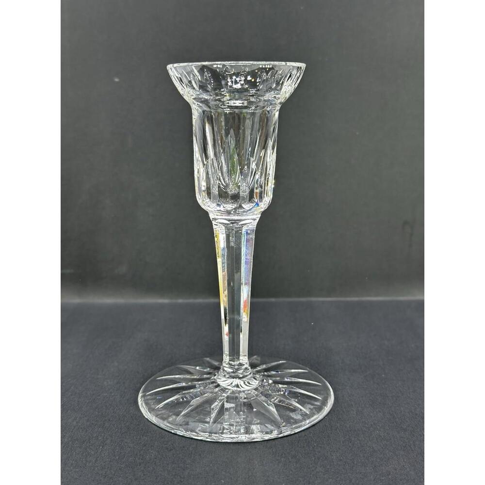 Waterford Crystal Single Light Candlestick Holder 5 3/4" Vertical Cut Glass‎